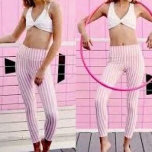 NWT $98 Spiritual Gangster Pink & White Striped Leggings